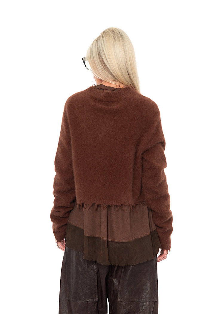 CROPPED FOX WOOL SILK PULLOVER