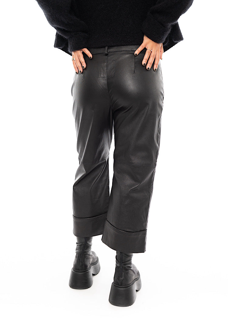 SORT AARHUS LEATHER TROUSER
