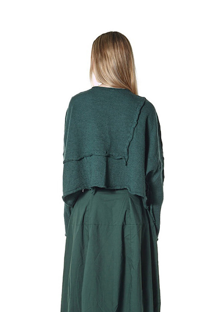 BOILED WOOL KNITTED PULLOVER *BLACK* (Shown in FOREST)