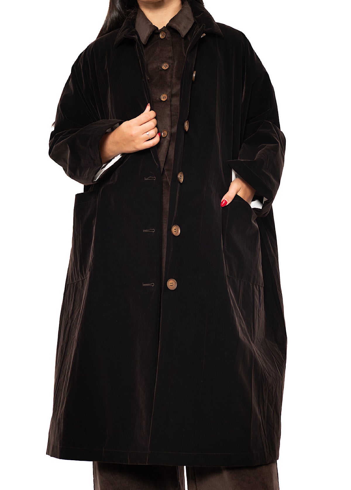 OVERSIZED CRUSHED VELVET CARA COAT