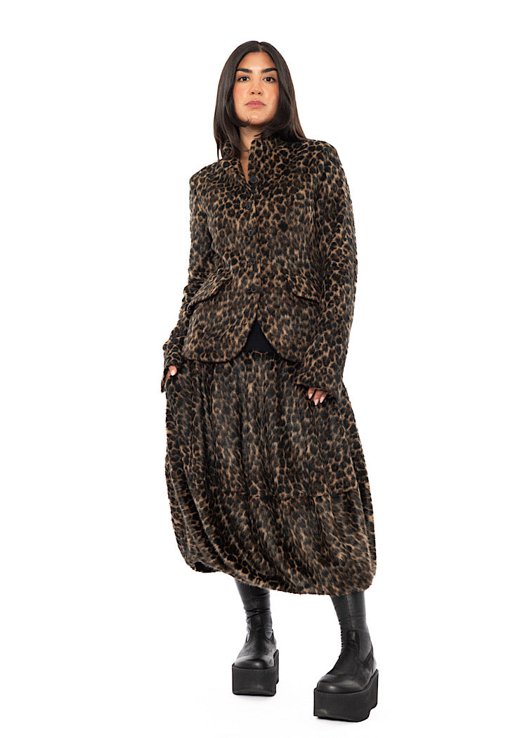 FAUX FUR LEOPARD BALLOON SKIRT
