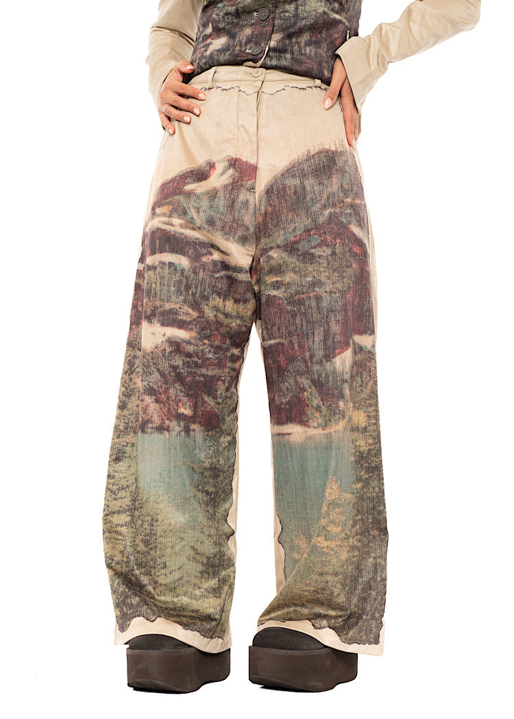 LANDSCAPE PRINT WIDE LEG TROUSER