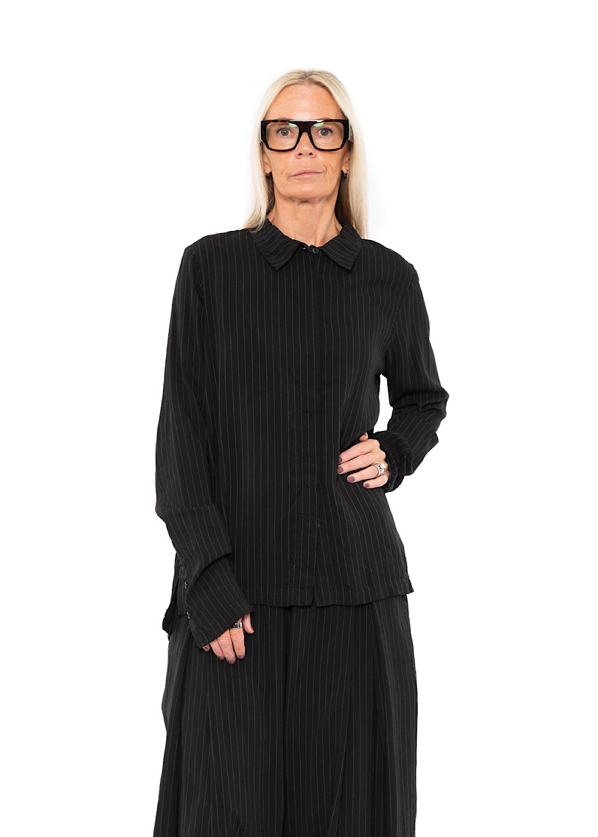 PINSTRIPE VISCOSE-SILK SHIRT