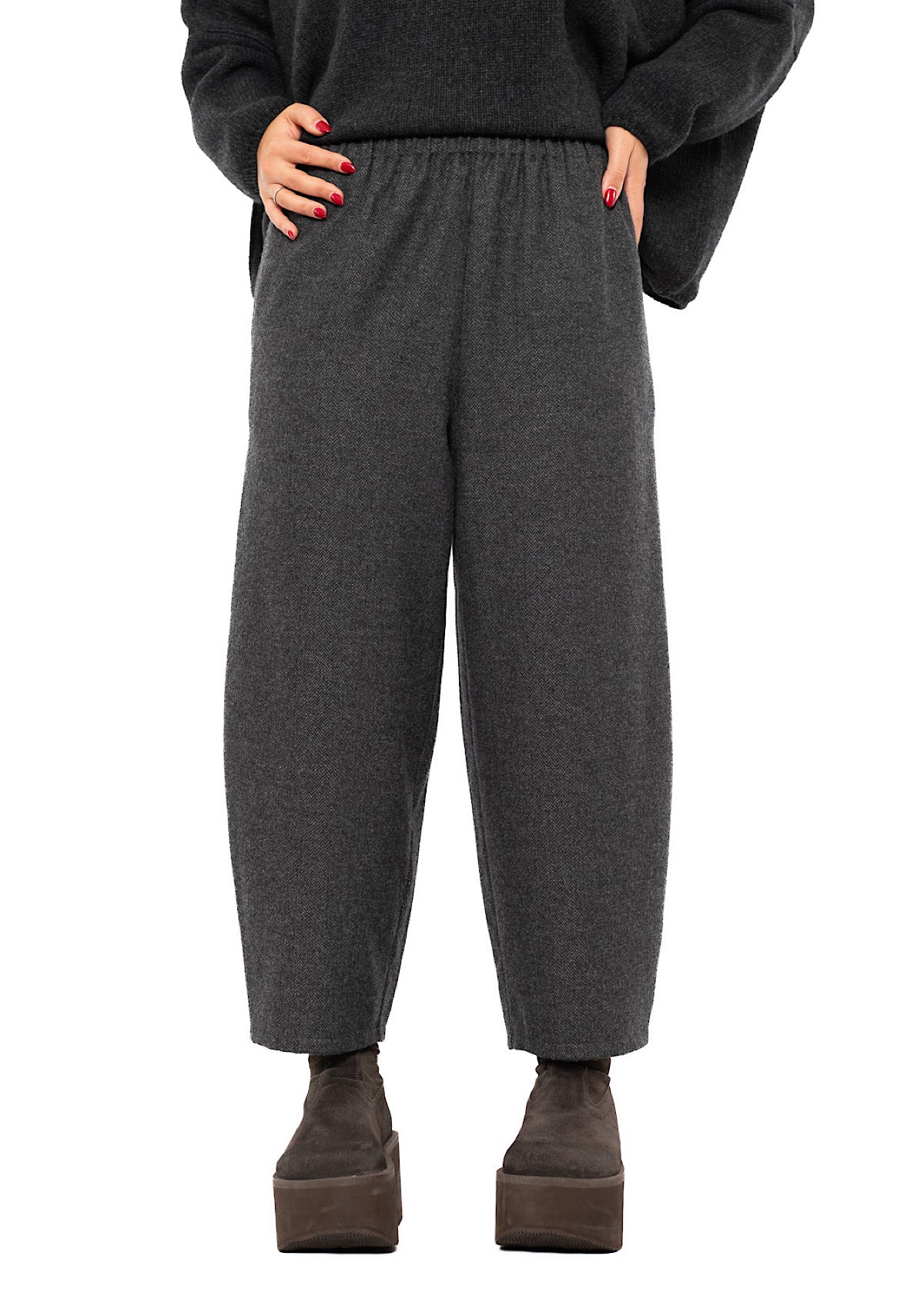 HERRINGBONE WOOL BLEND FOSCO TROUSER