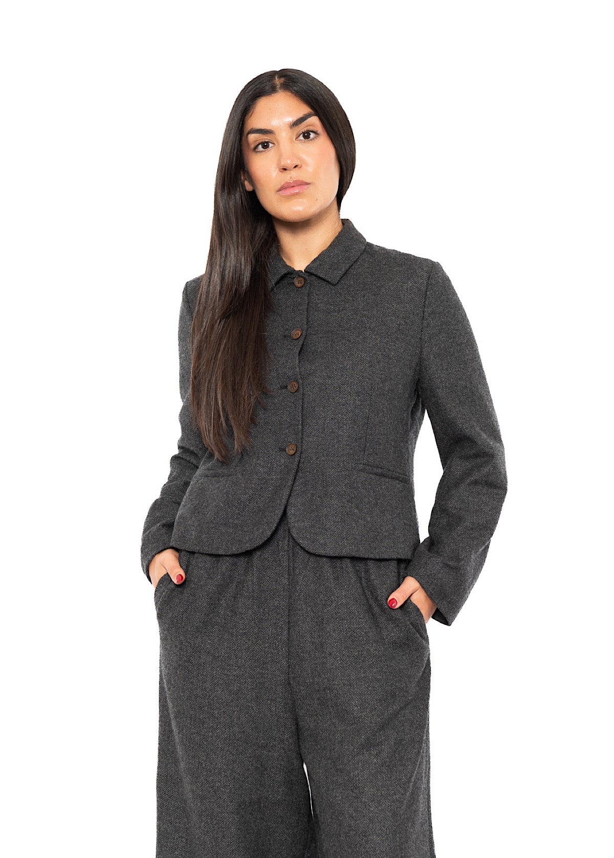 CROPPED HERRINGBONE GINNY JACKET