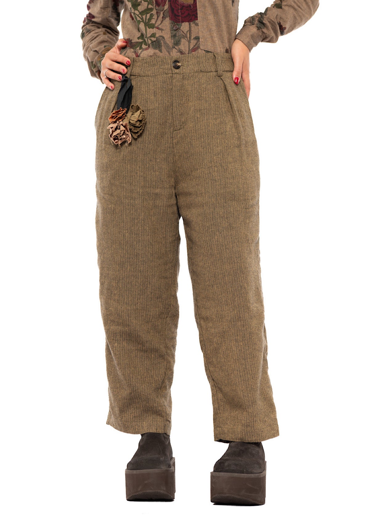 TAPERED HERRINGBONE TROUSER