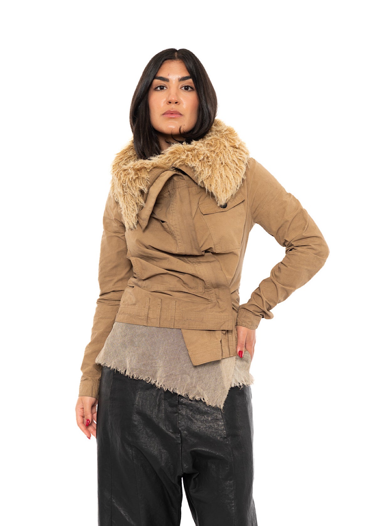 FITTED DETACHABLE FAUX FUR TRIMMED JACKET
