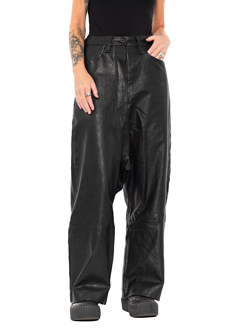 LEATHER DROP-CROTCH TROUSER