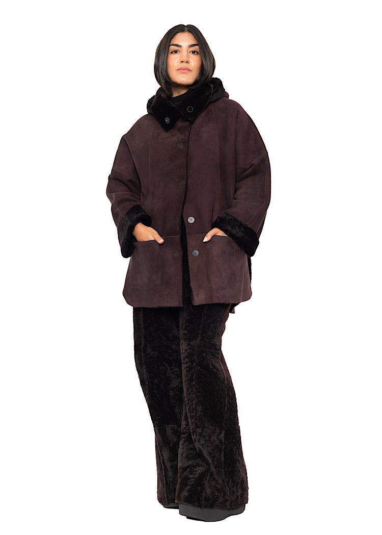 REVERSIBLE FUR HOODED JACKET
