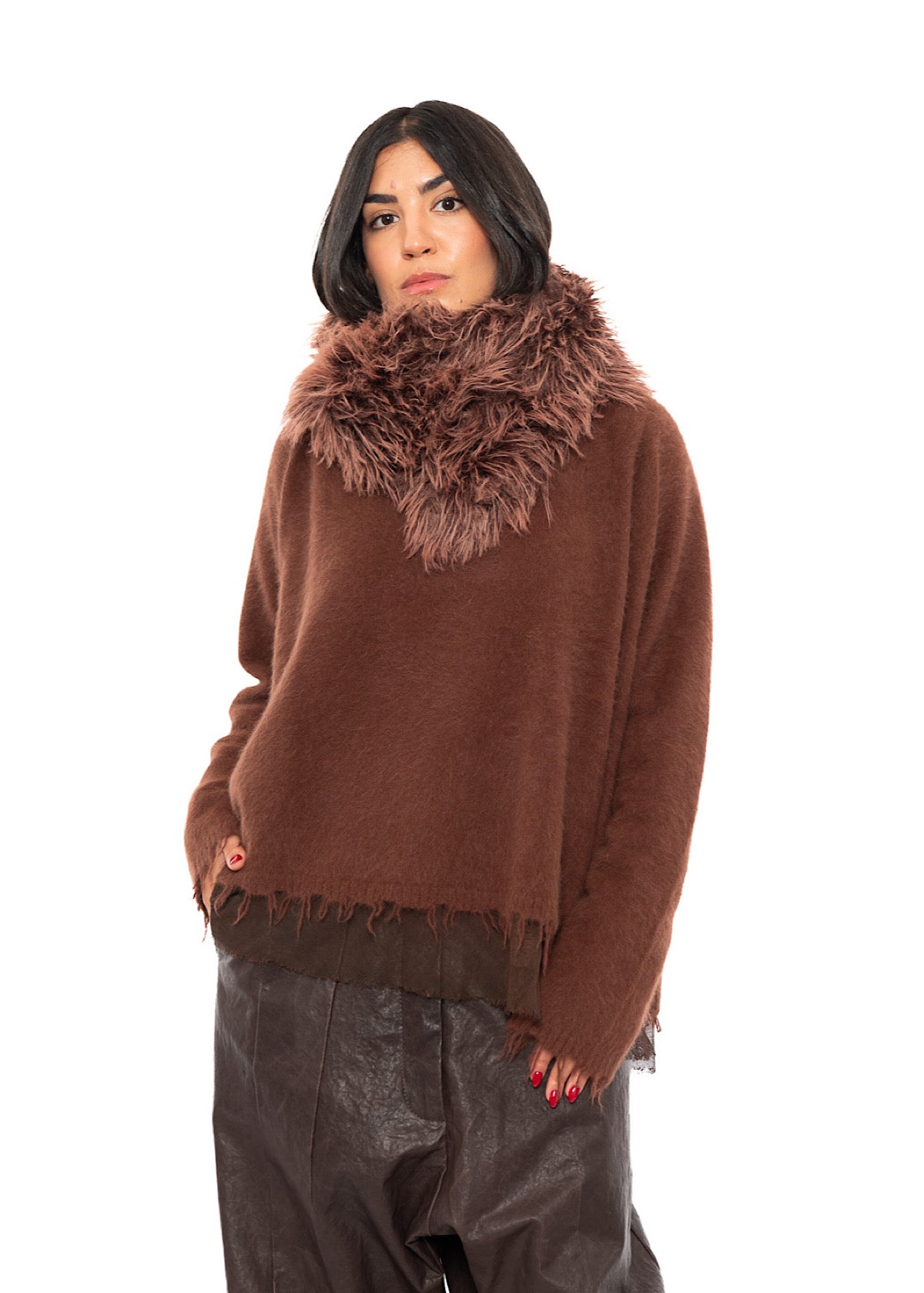 STATEMENT FAUX FUR HOODED SCARF