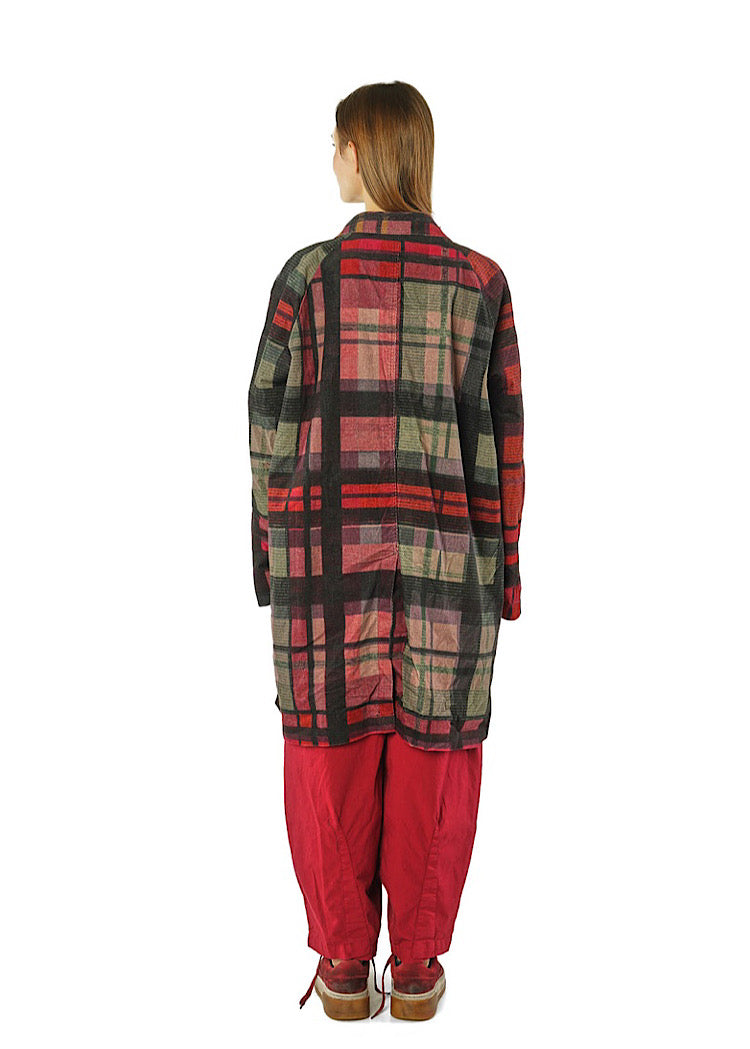 CL DOUBLE-BREASTED CHECK VELVET COAT