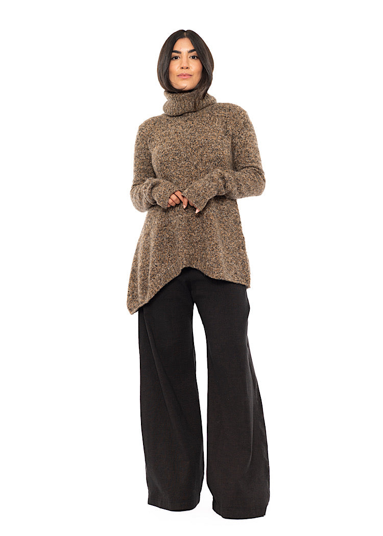 ASYMMETRIC MÉLANGE KNITTED PULLOVER