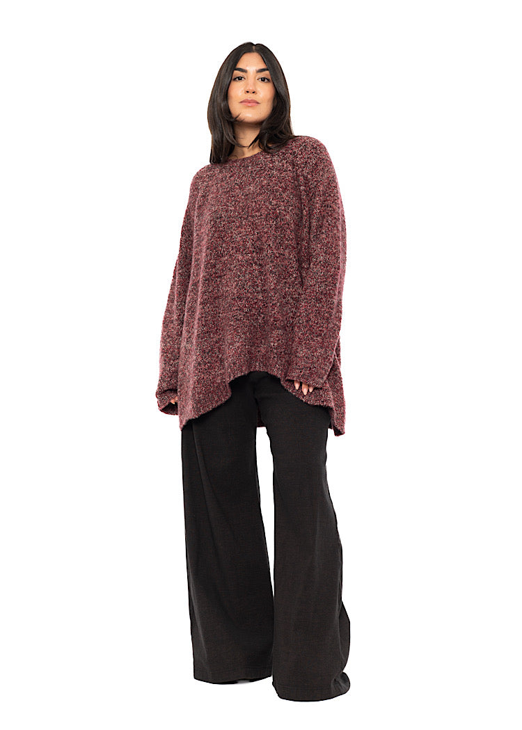 MÉLANGE KNIT ASYMMETRIC PULLOVER