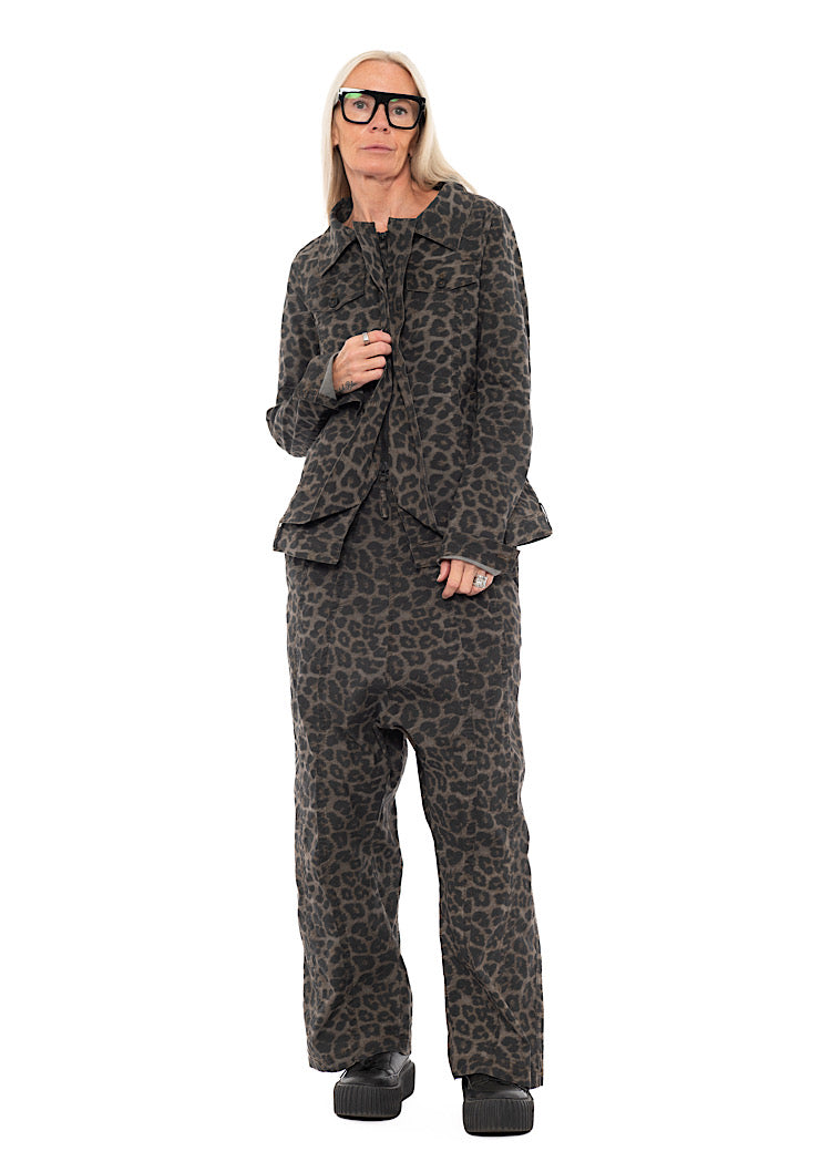 LEOPARD PRINT DROP CROTCH TROUSER