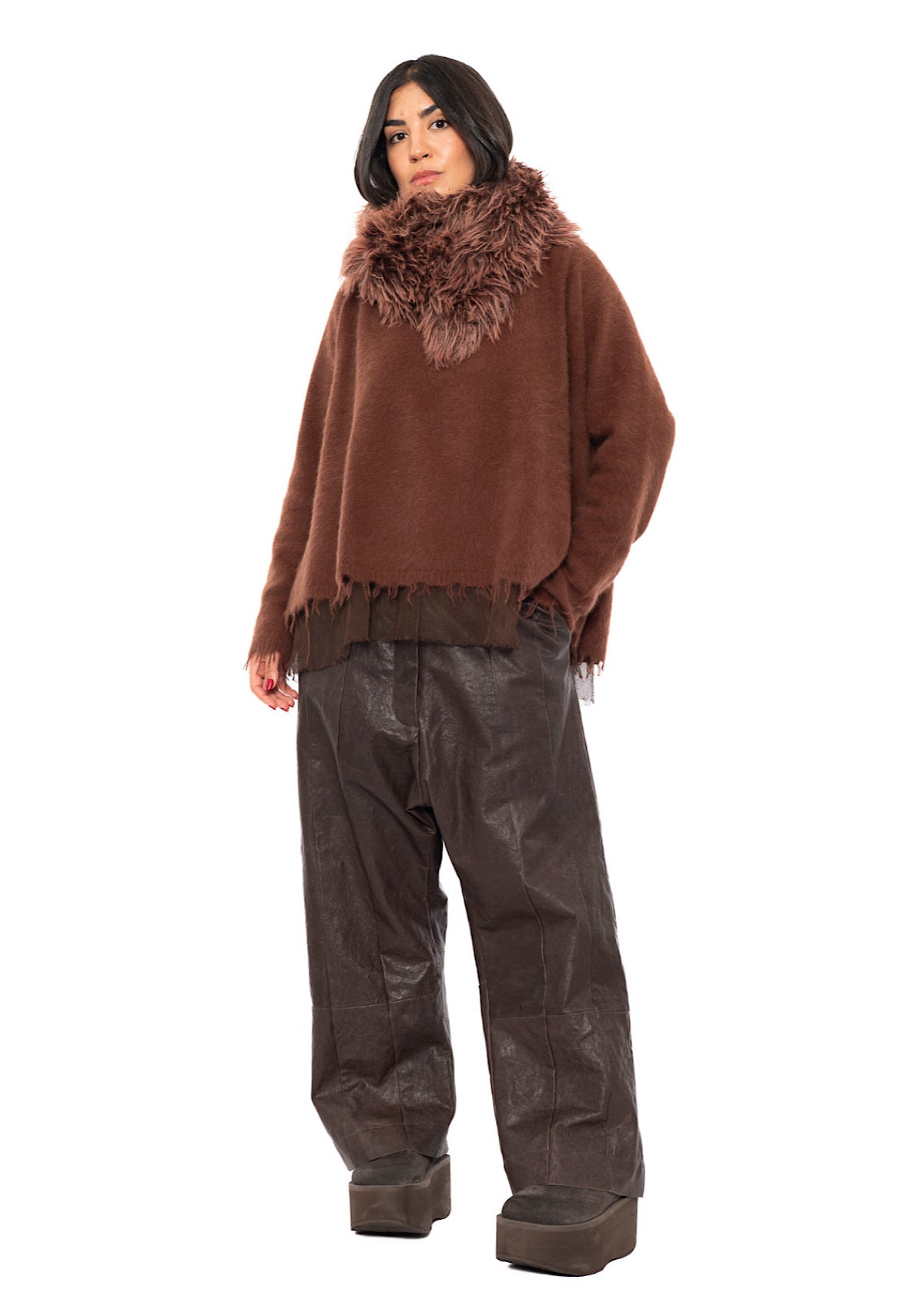 STATEMENT FAUX FUR HOODED SCARF