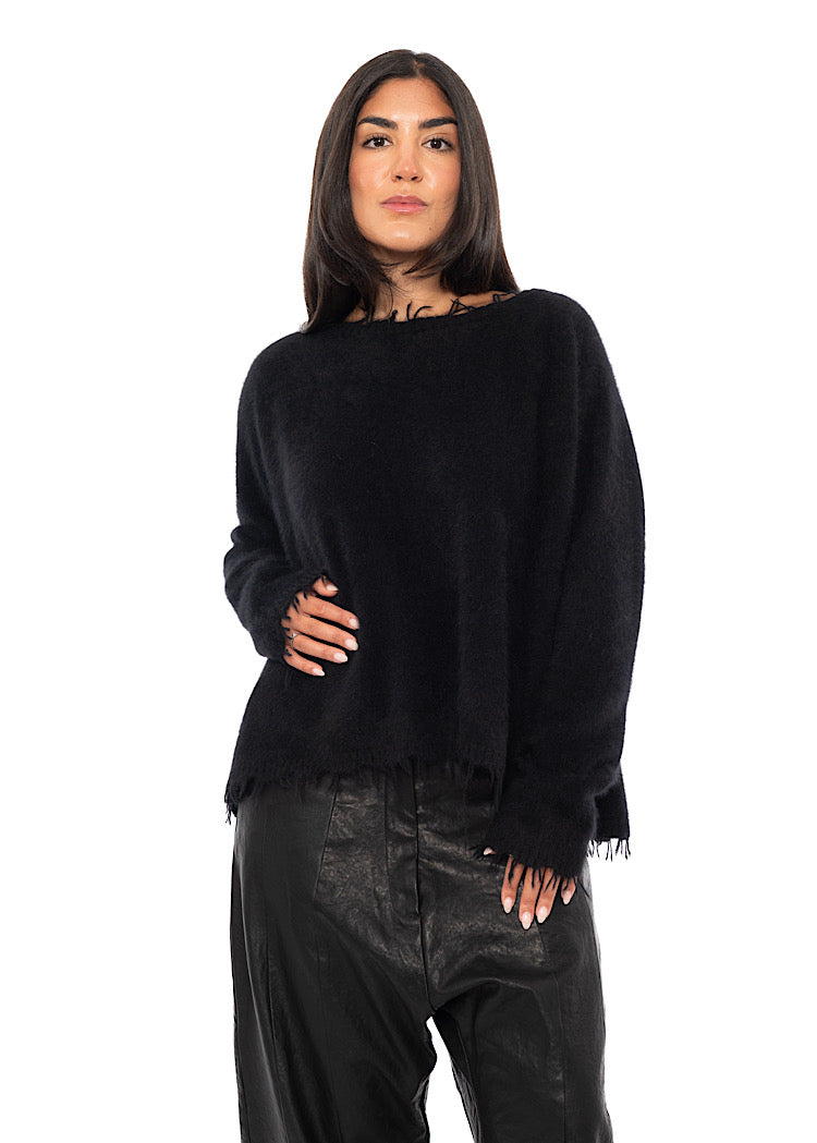 RELAXED FRAYED KNIT PULLOVER