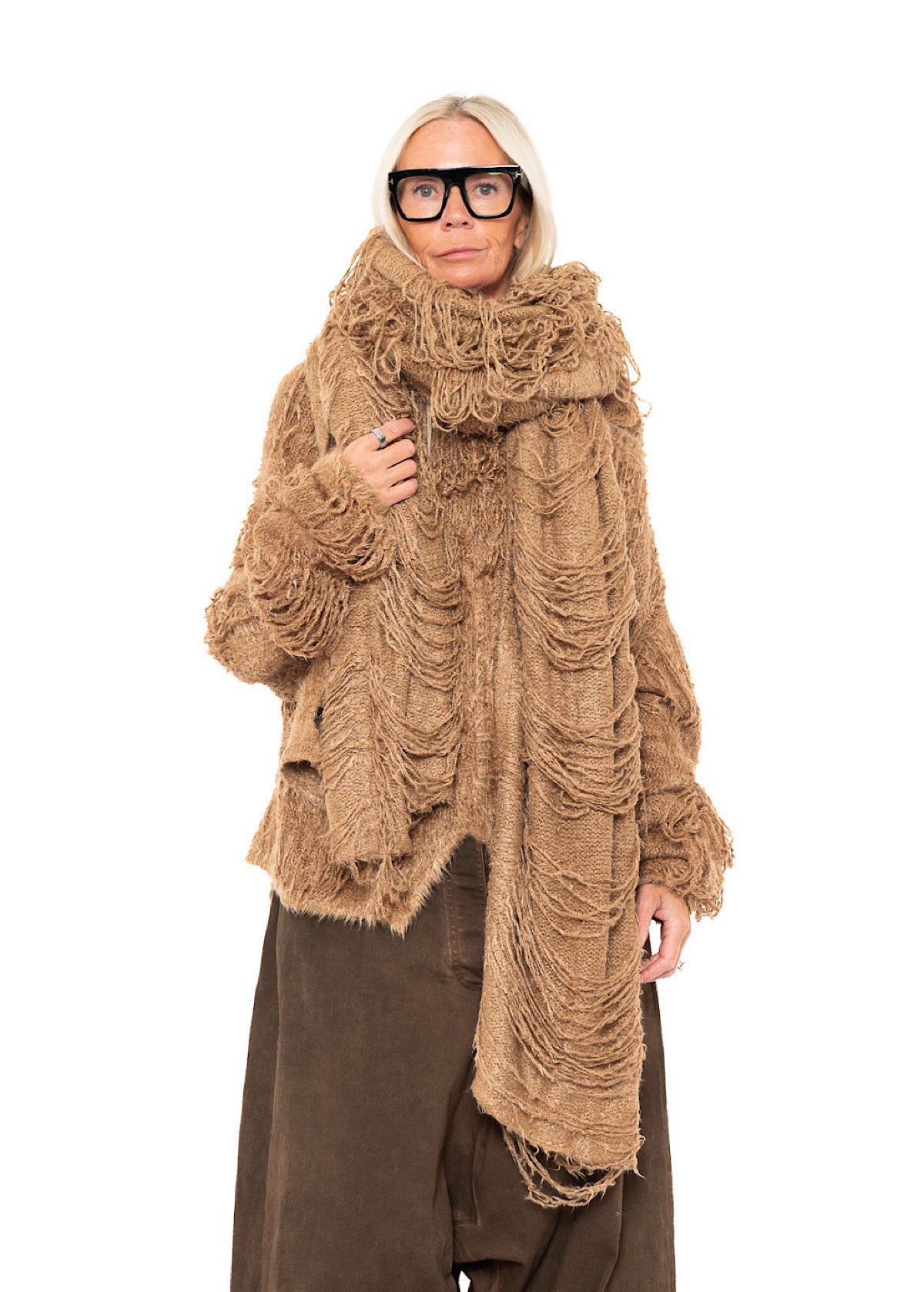 LADDERED SILK KNIT SCARF