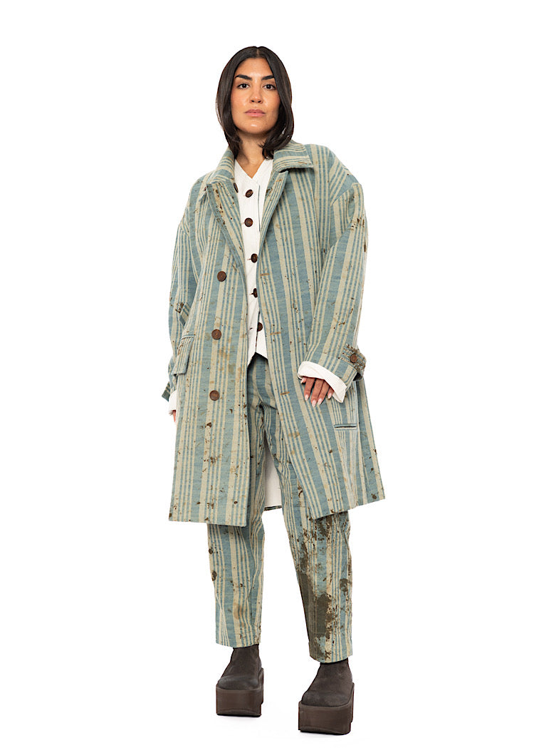 OVERSIZED STRIPED COTTON COAT