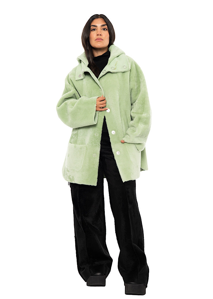 REVERSIBLE FUR HOODED JACKET