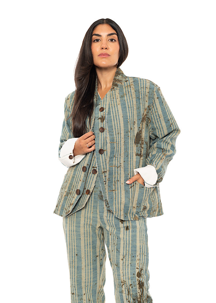 BOXY STRIPED COTTON JACKET