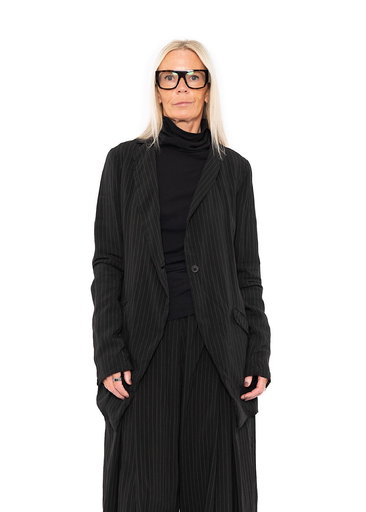 FLUID PINSTRIPE LONGLINE JACKET