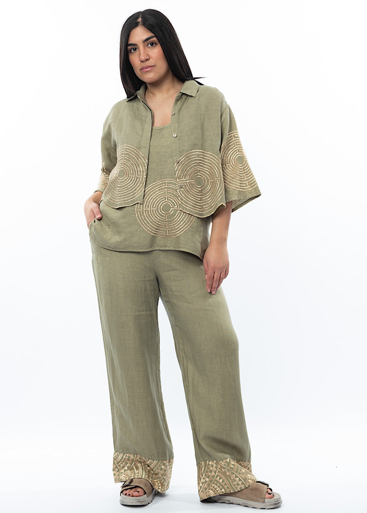 GREEK ARCHAIC KORI CROPPED SHIRT