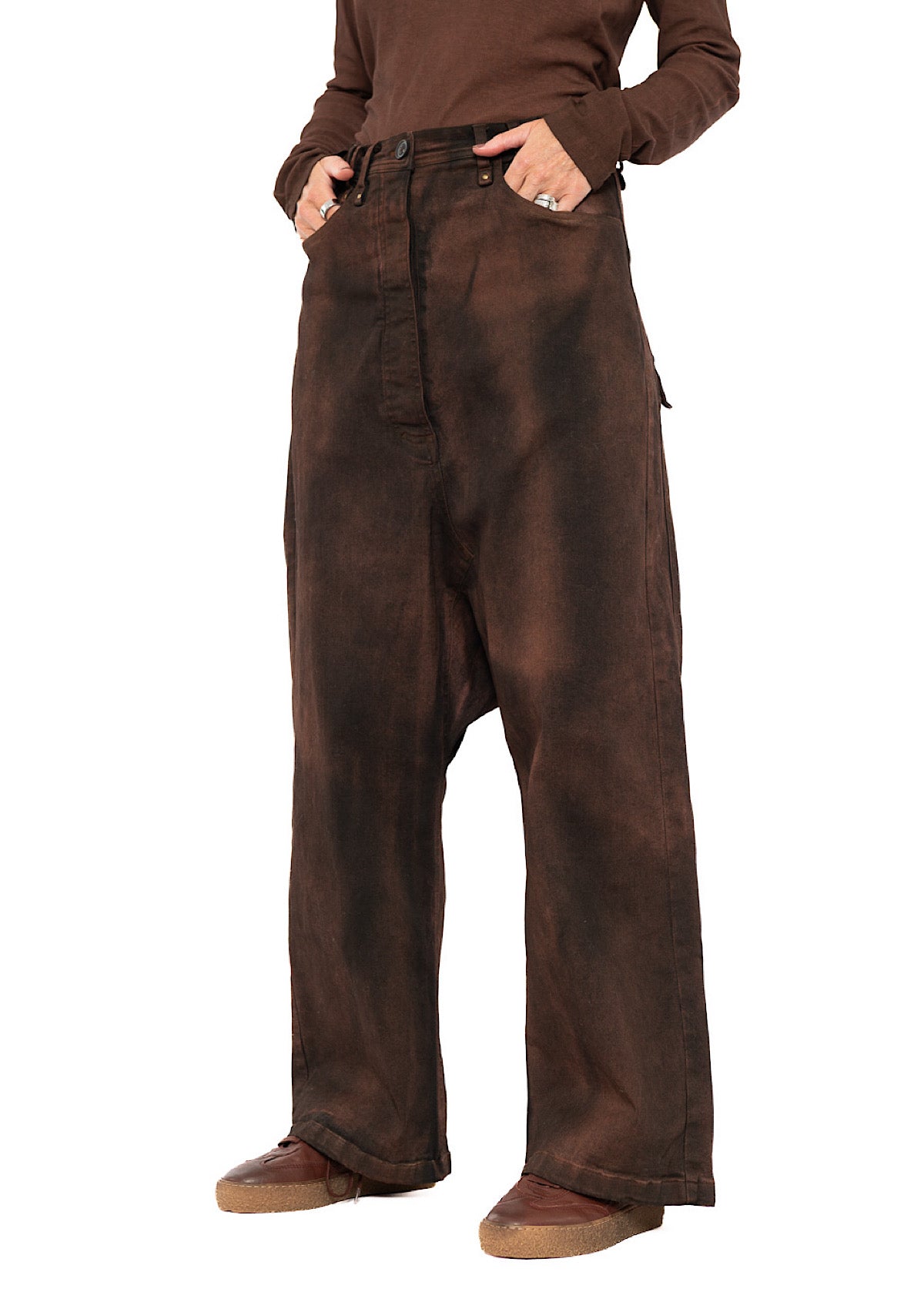 GARMENT-DYED WIDE-LEG DENIM TROUSER