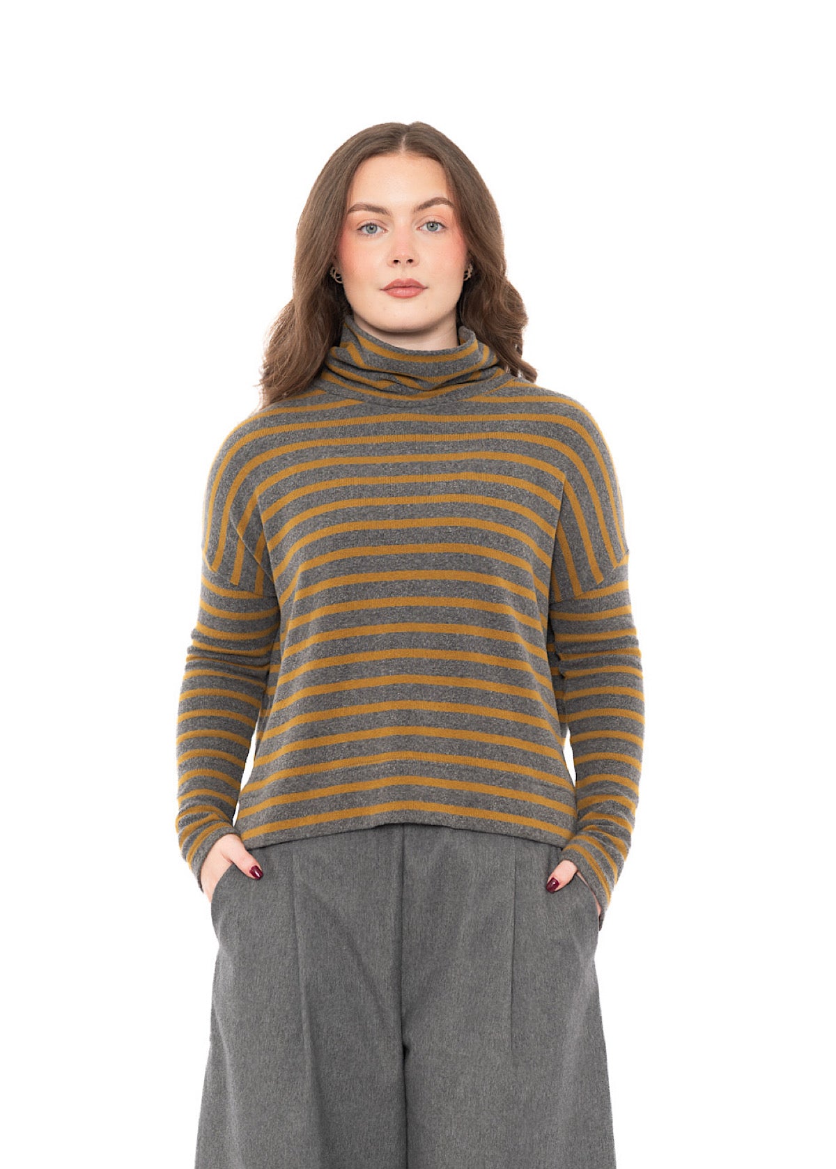 STRIPED COTTON-FLEECE MOYET PULLOVER
