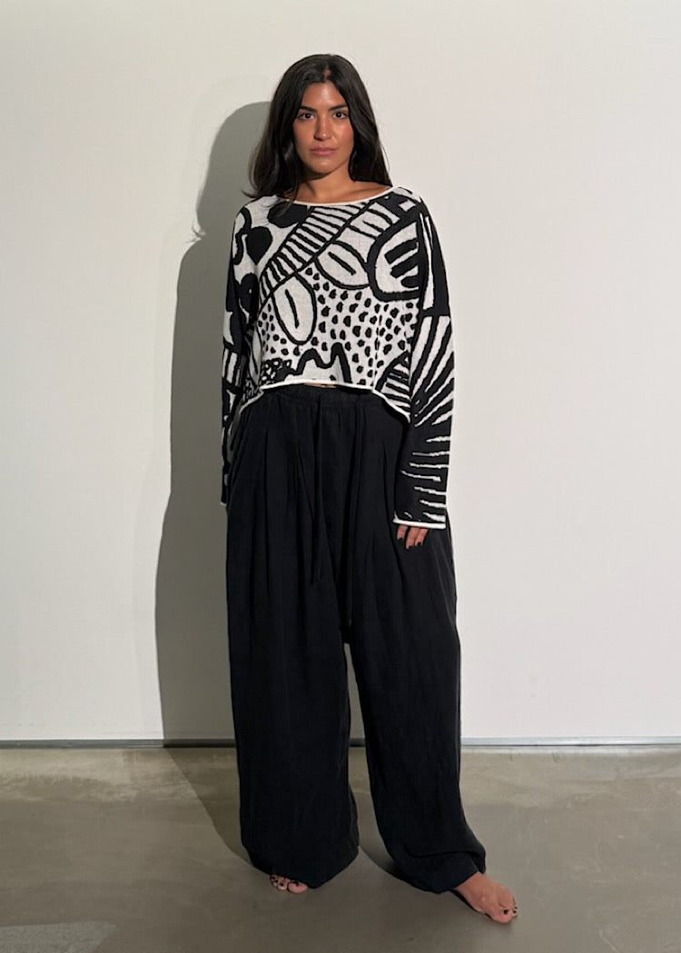 PRE-ORDER RUNDHOLZ BLACK LABEL PULLOVER *TREE JACQUARD* (Shown in BLACK JACQUARD)