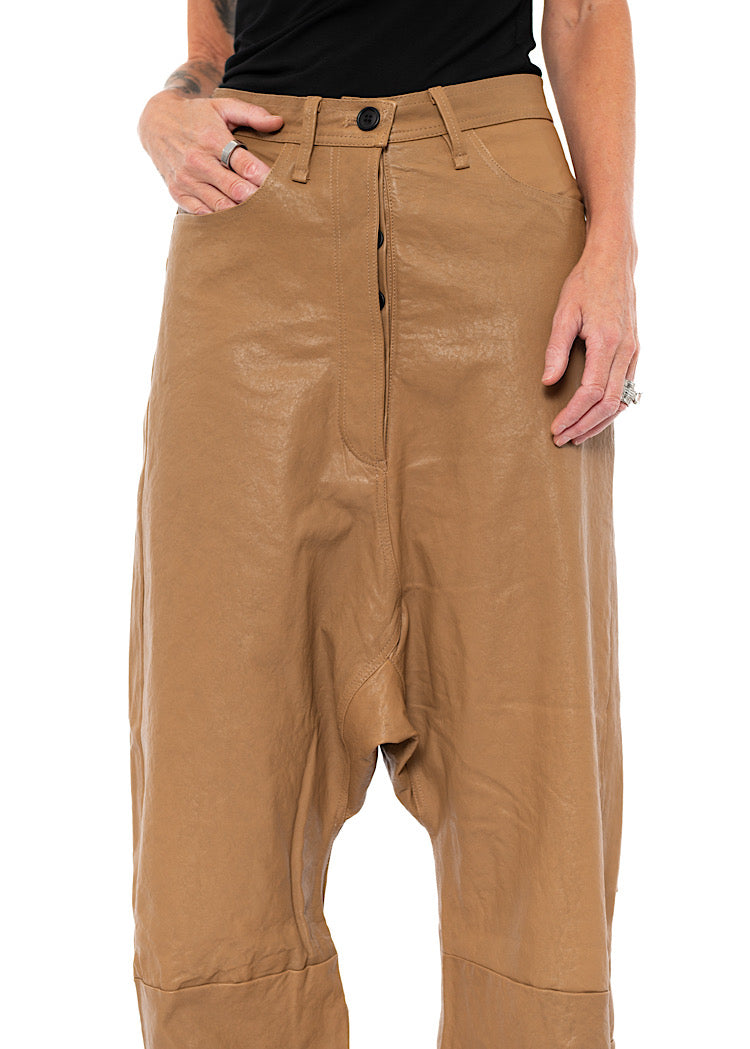 LEATHER DROP-CROTCH TROUSER