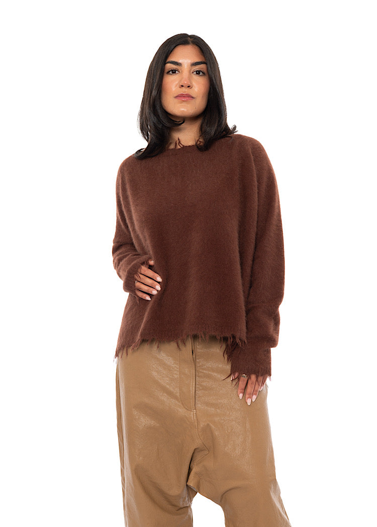RELAXED FRAYED KNIT PULLOVER