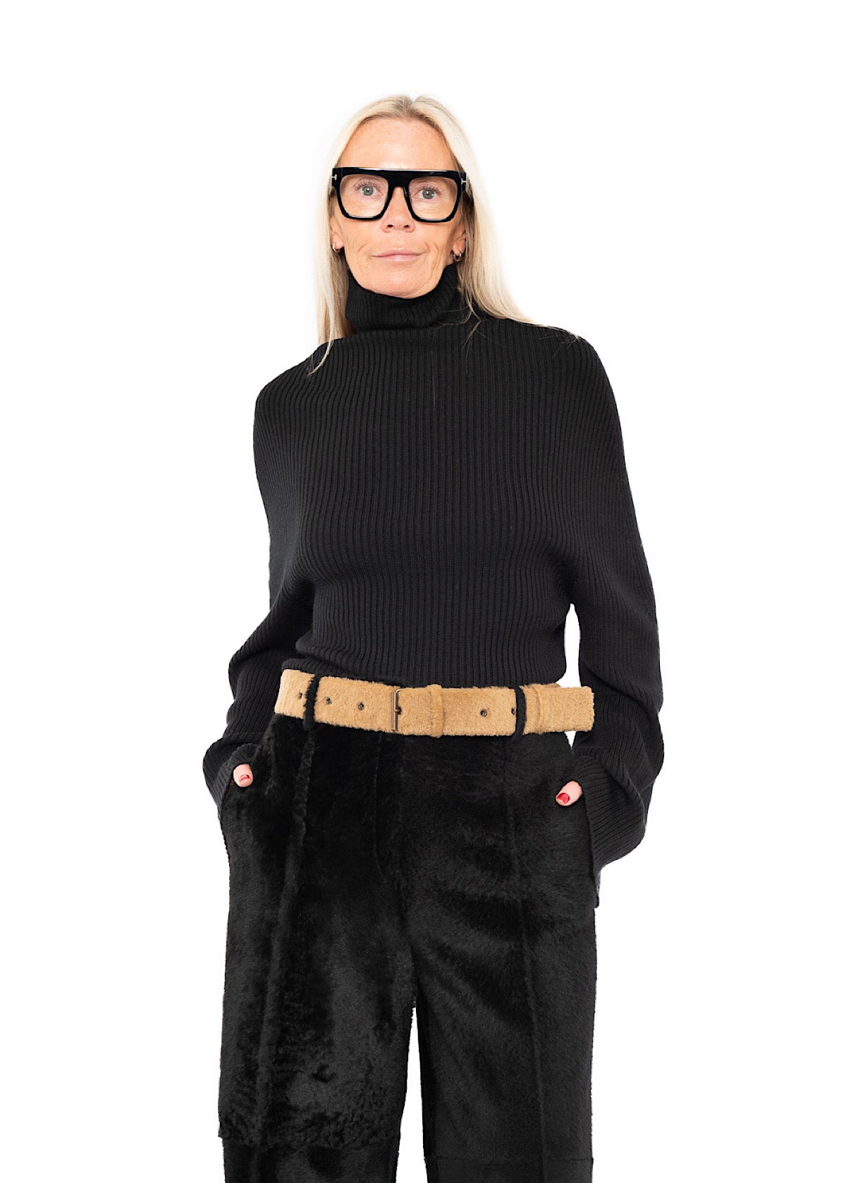 FUR-FINISHED LEATHER BELT