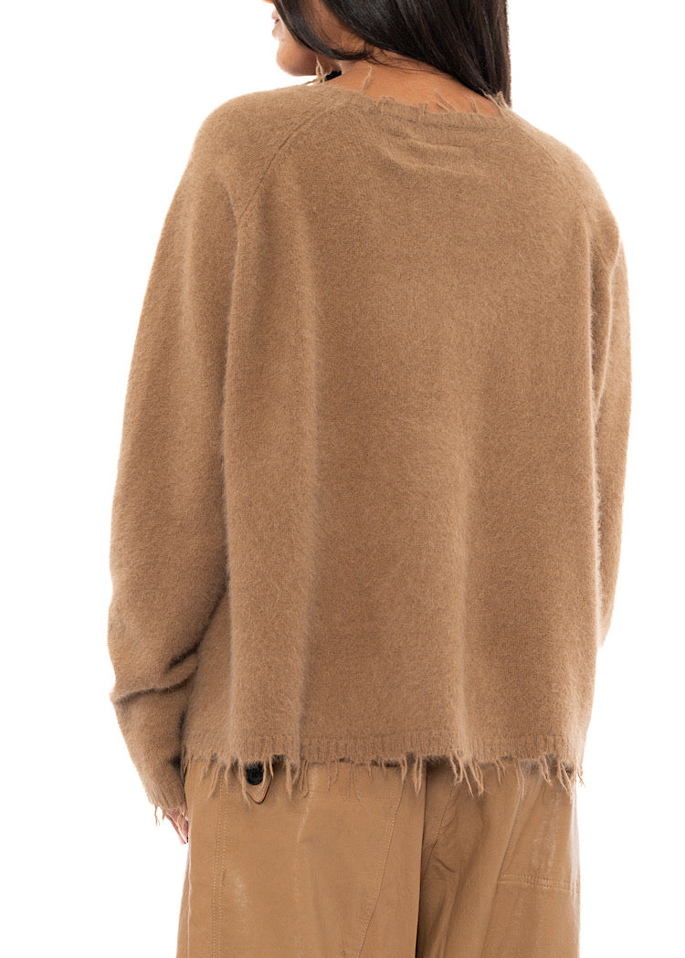 RELAXED FRAYED KNIT PULLOVER