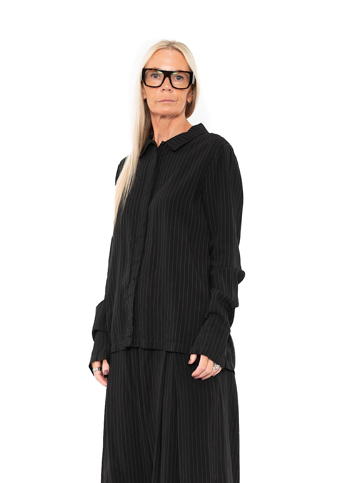 PINSTRIPE VISCOSE-SILK SHIRT