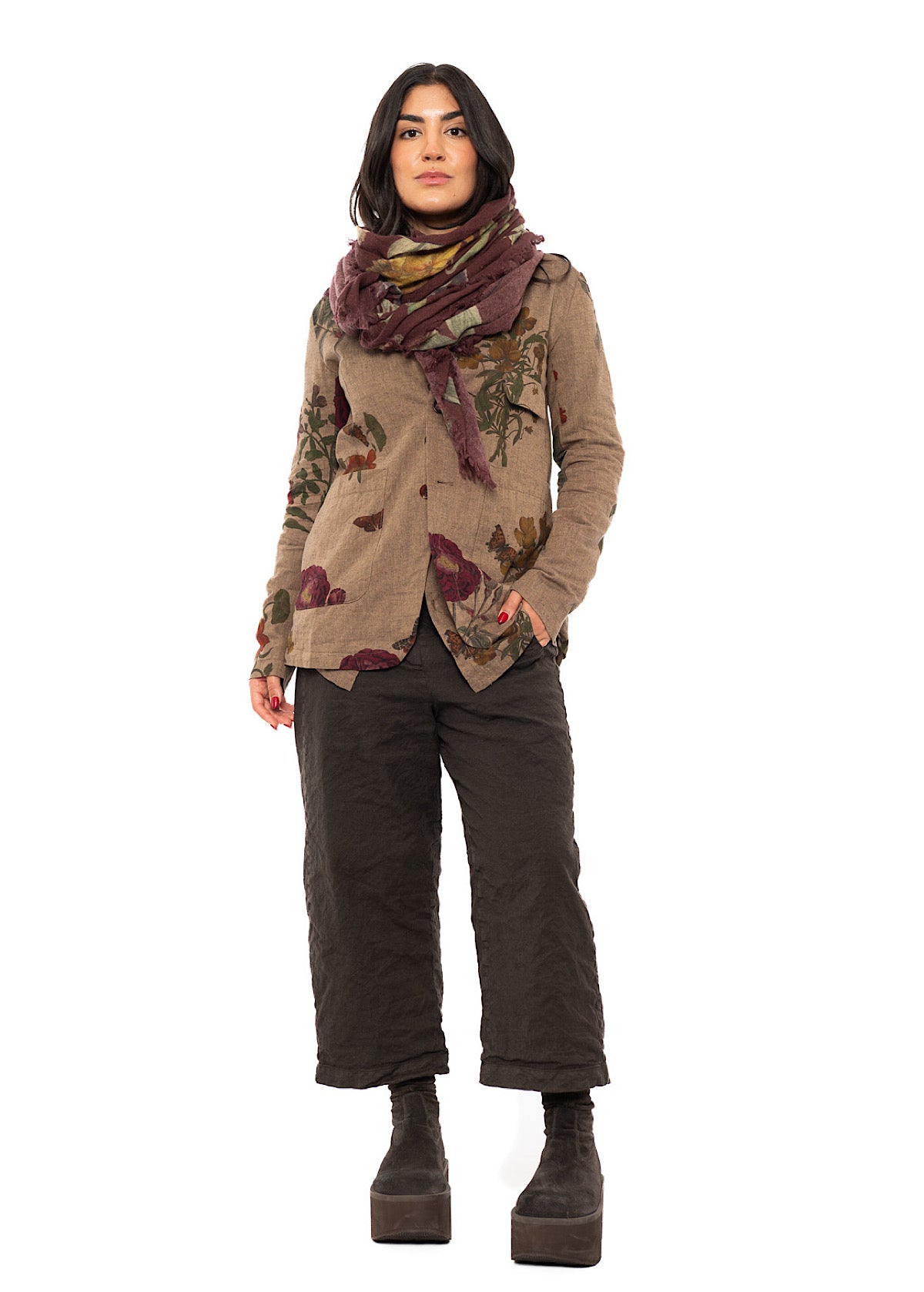 BOTANICAL PRINTED CASHMERE SCARF