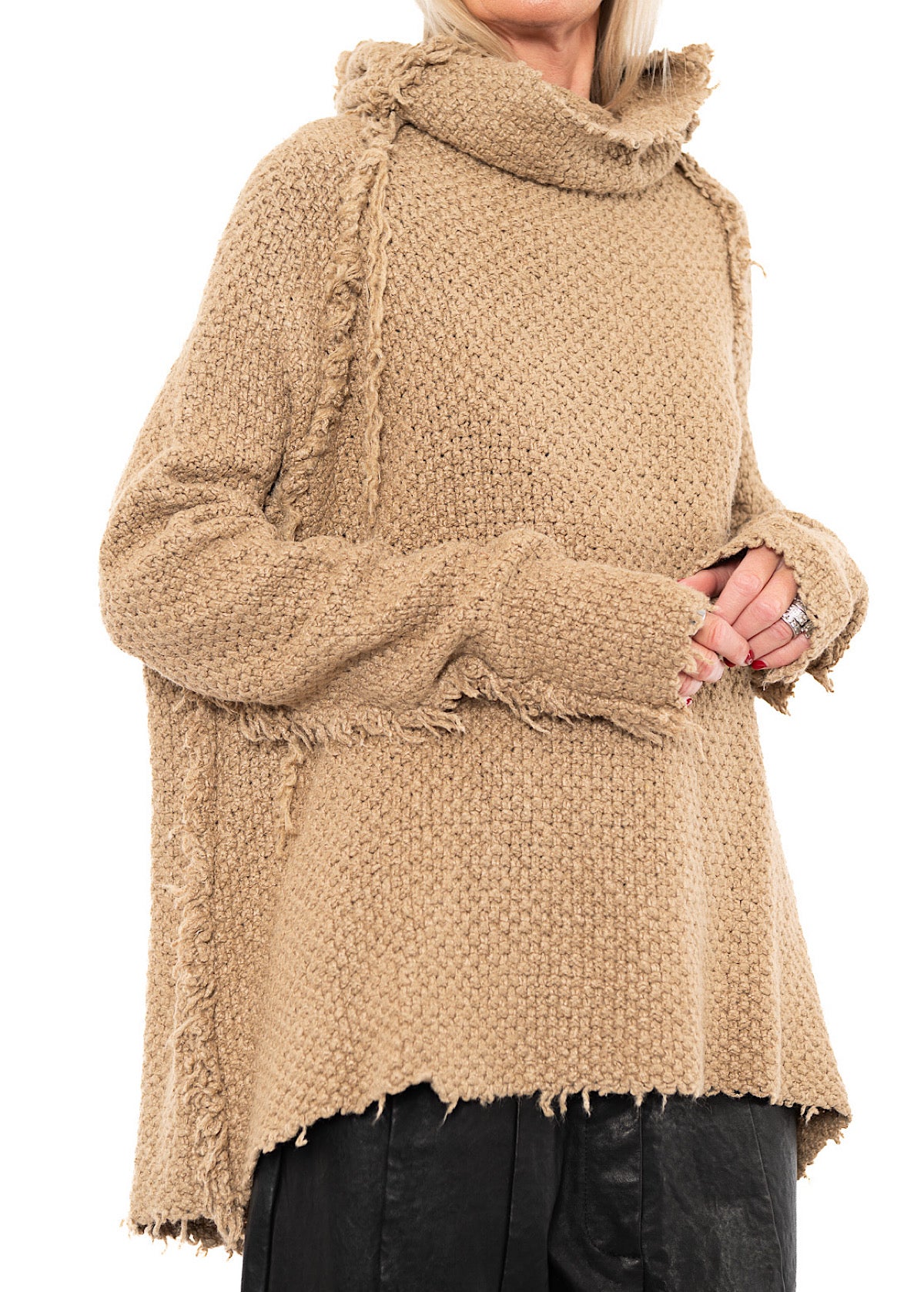 TEXTURED SILK KNIT PULLOVER