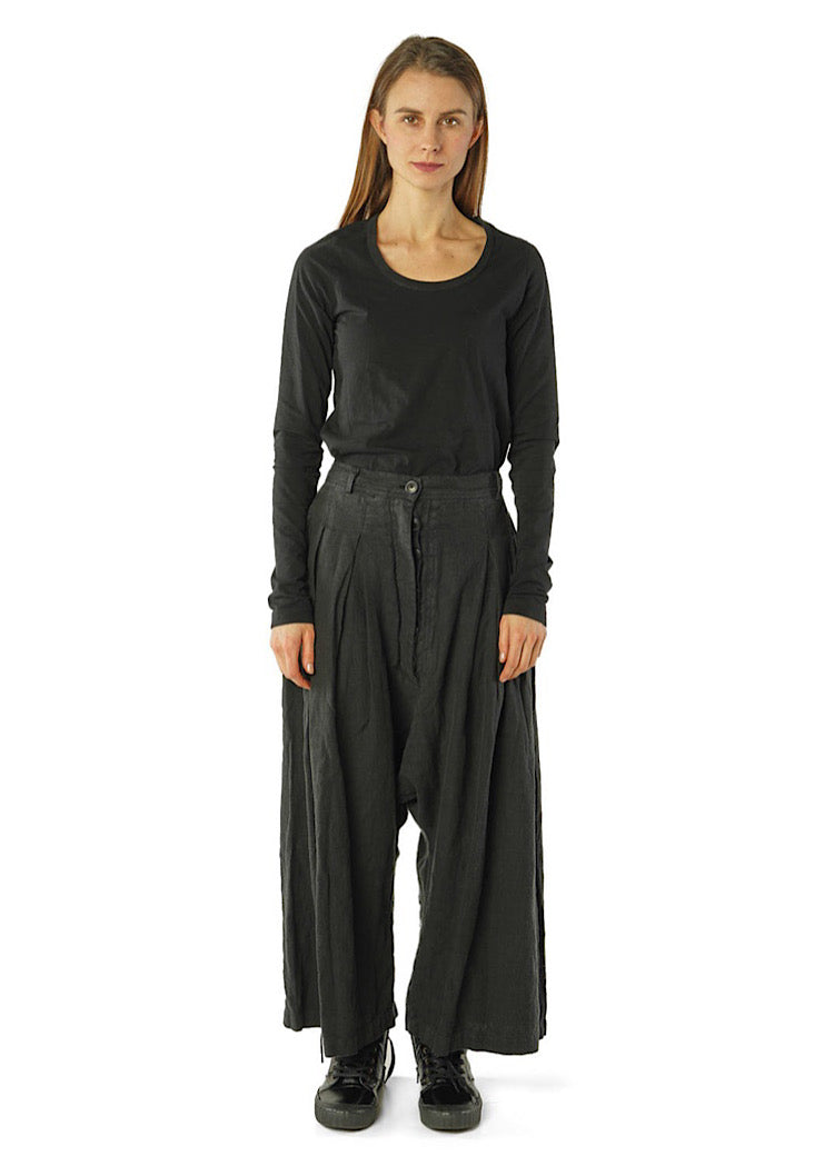 WINTER LINEN WIDE-LEG TROUSER *CRY CLOUD* (Shown in BLACK)