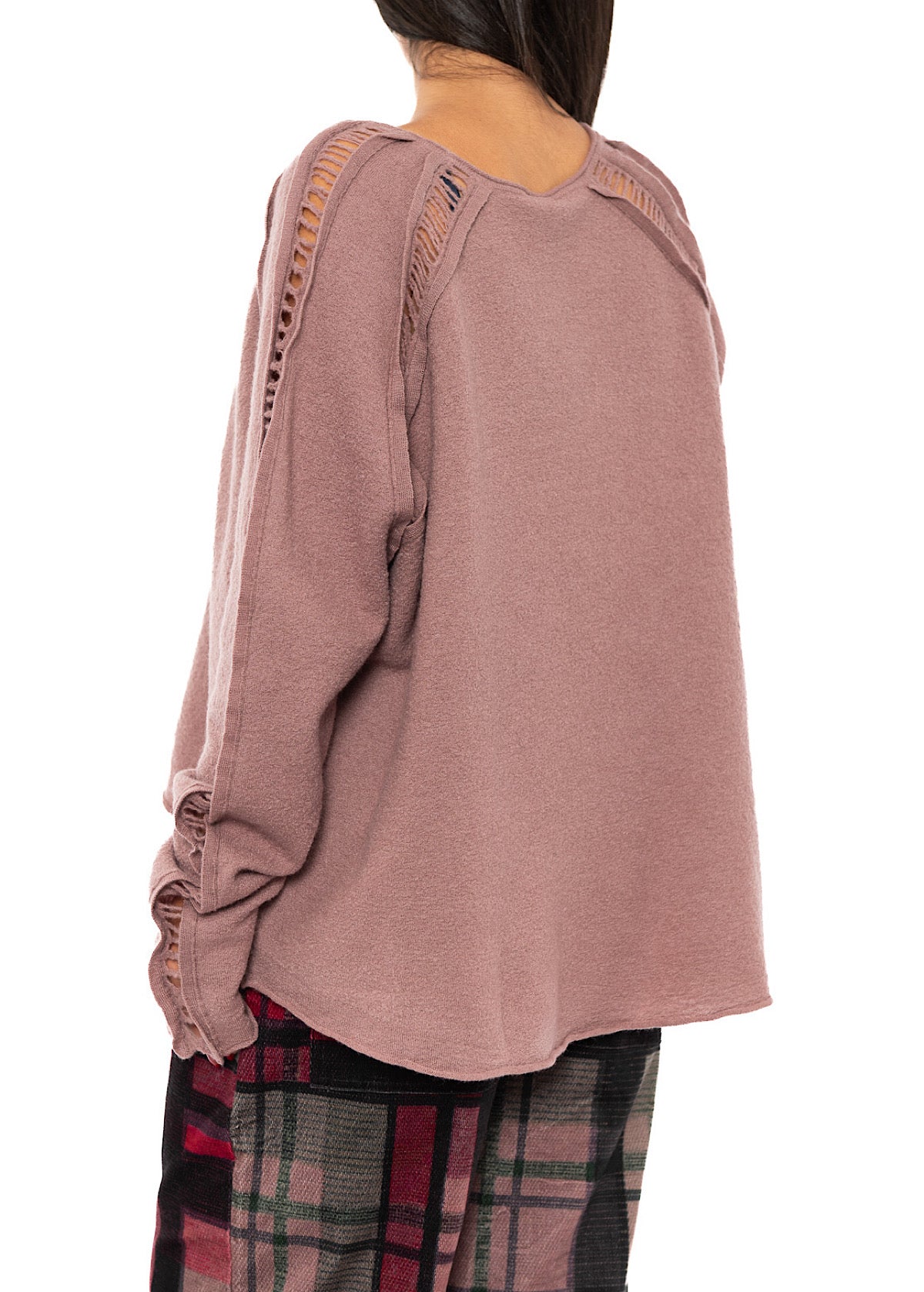 BOILED WOOL LADDER STITCH PULLOVER