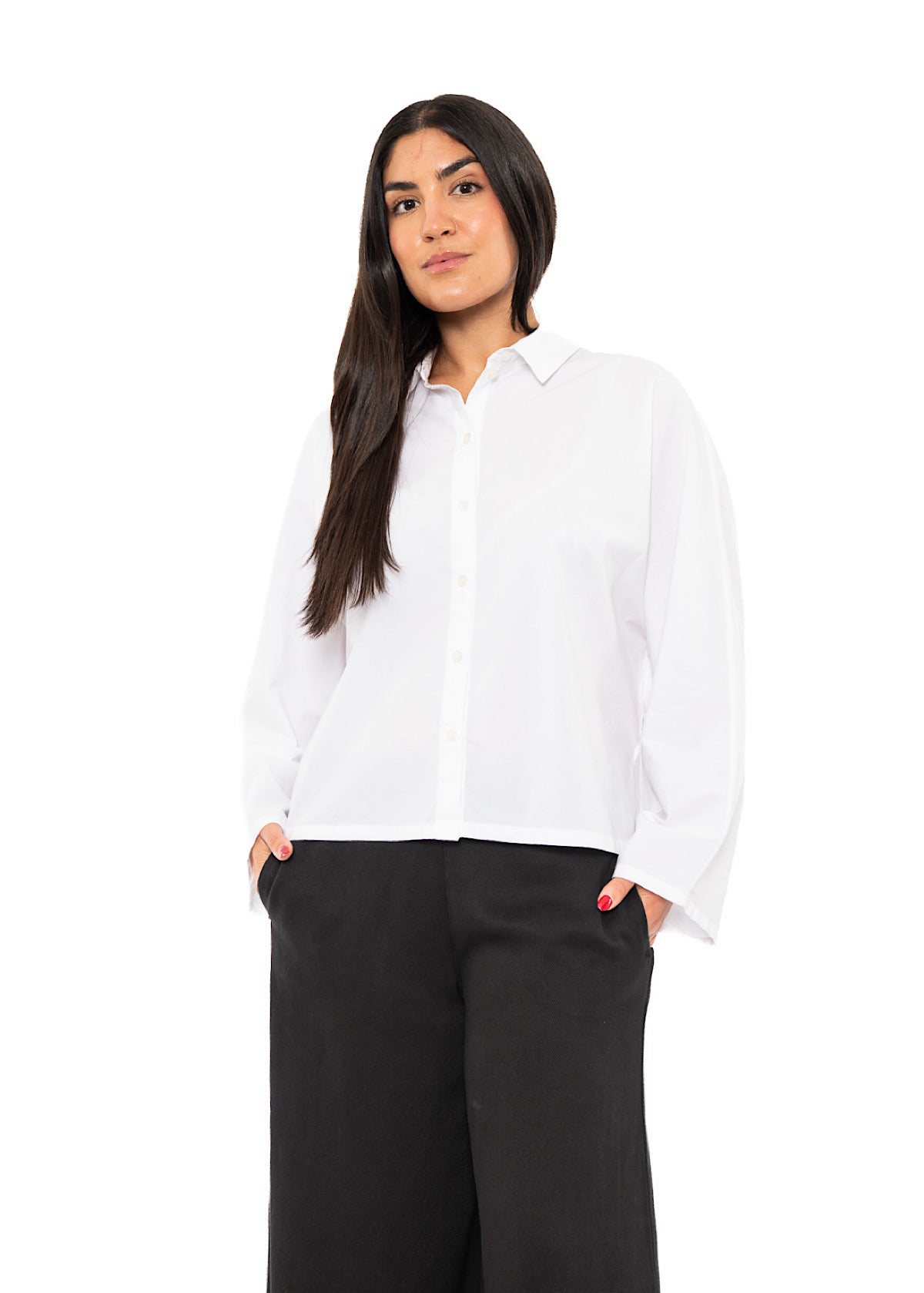 BOXY COTTON BATWING SLEEVED BLOUSE