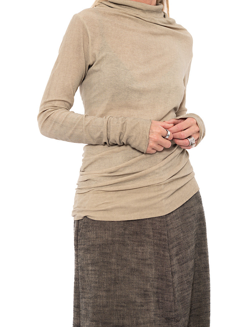 HIGH-NECK RIB JERSEY T-SHIRT