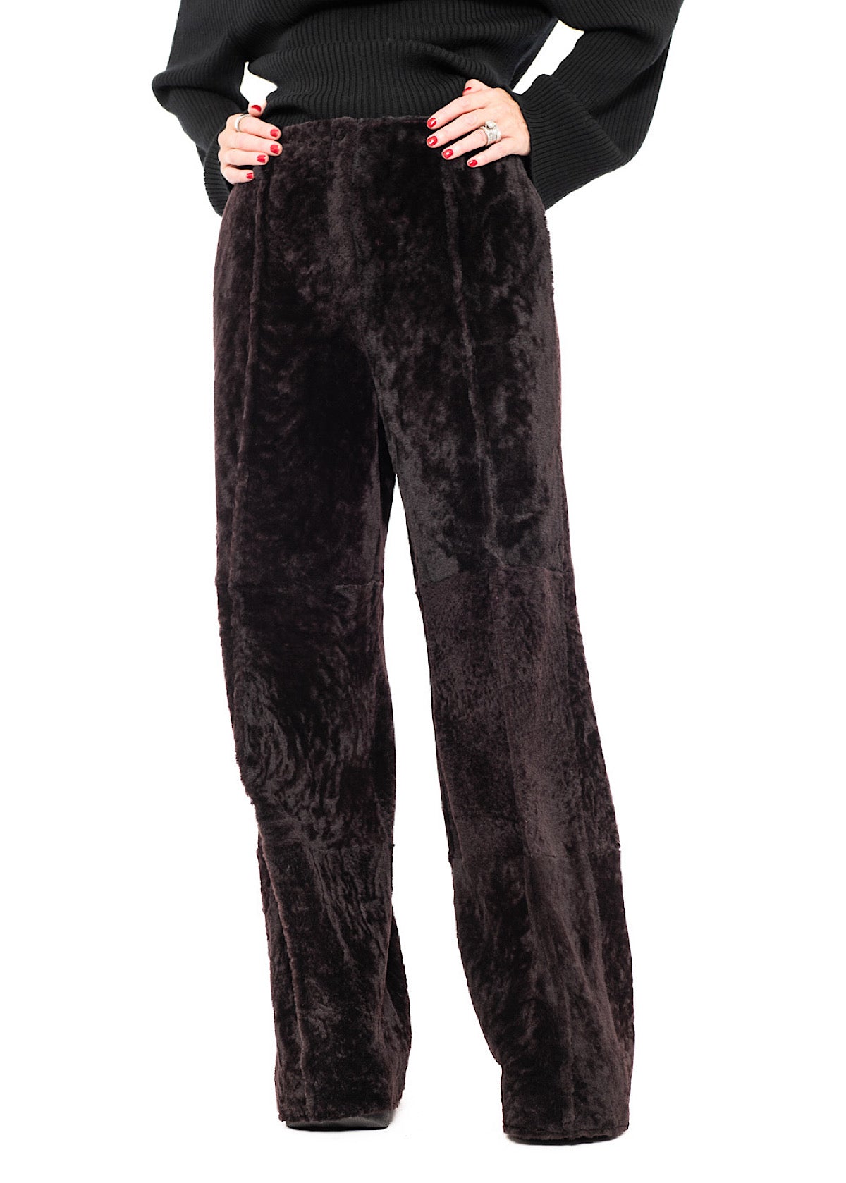 WIDE FUR LEATHER TROUSER