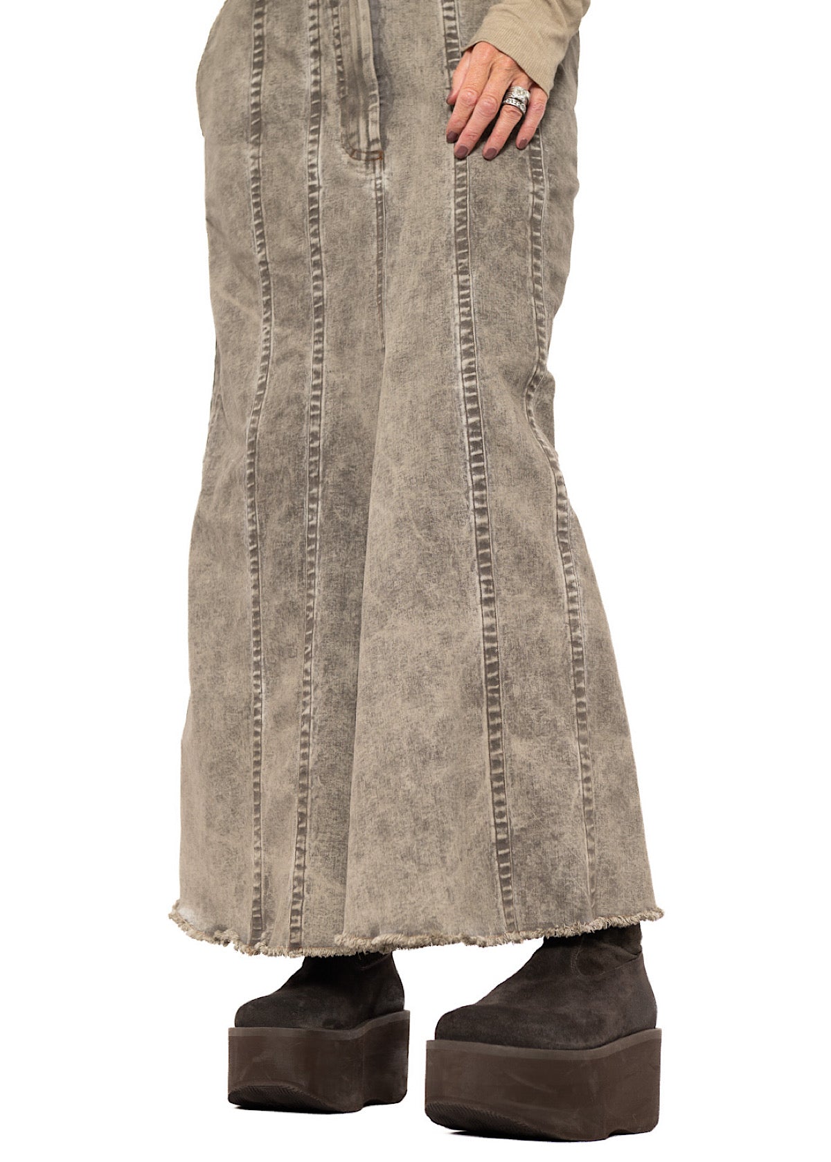 STRETCH DENIM MAXI SKIRT