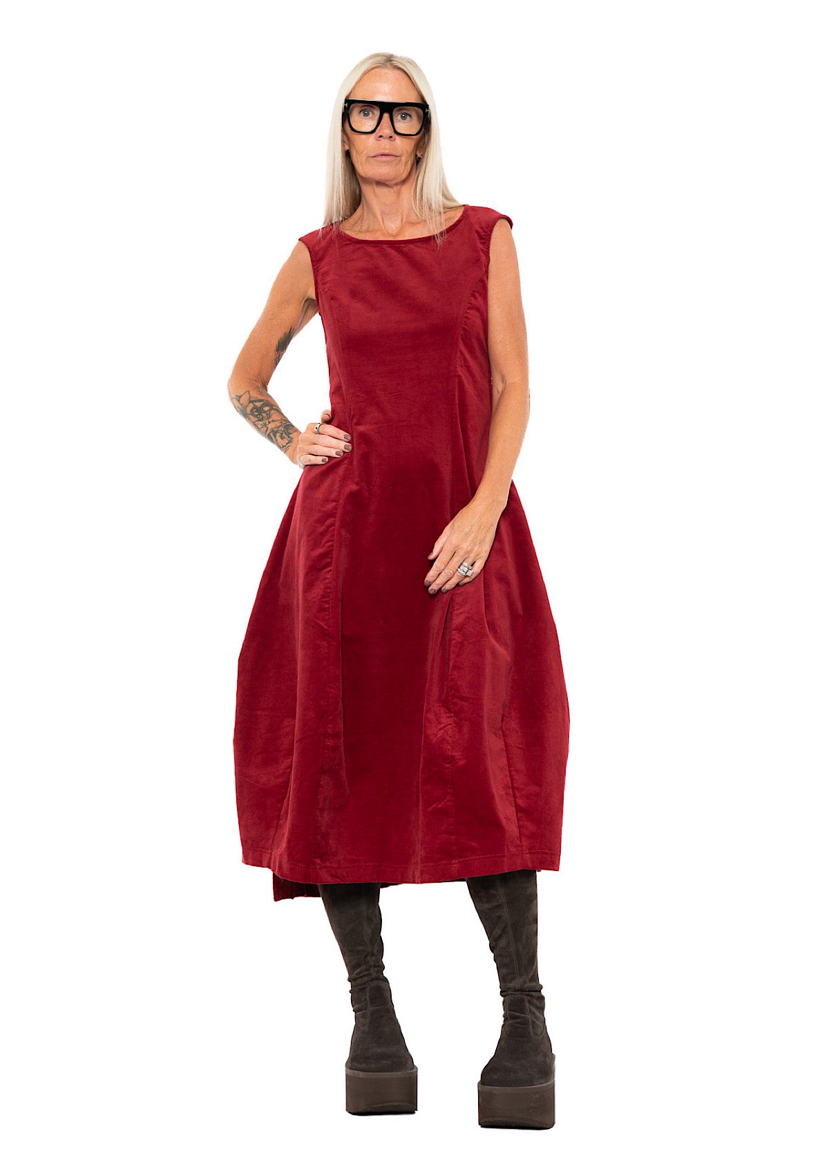 STRETCH-VELVET BALLOON DRESS