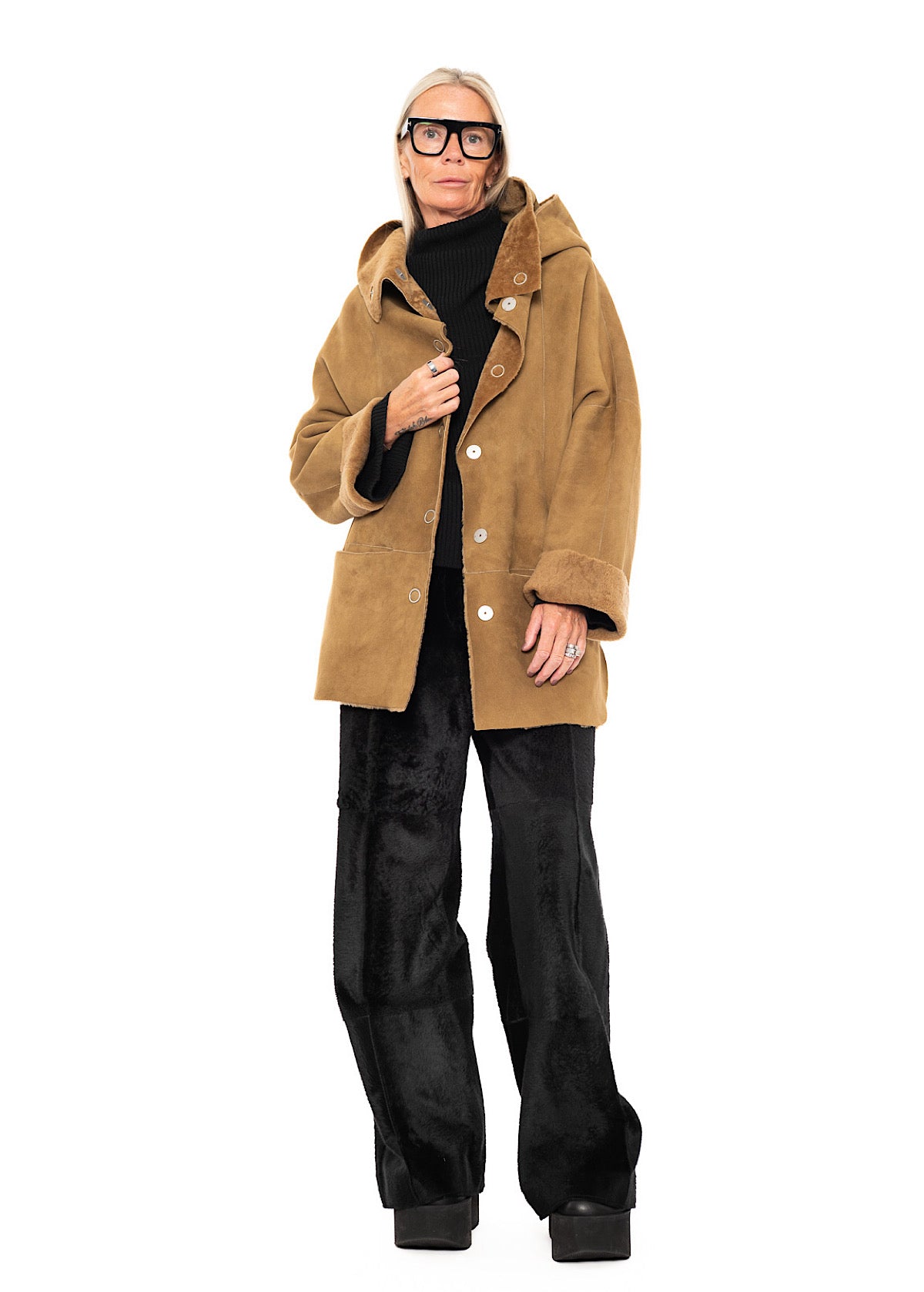 REVERSIBLE FUR HOODED JACKET