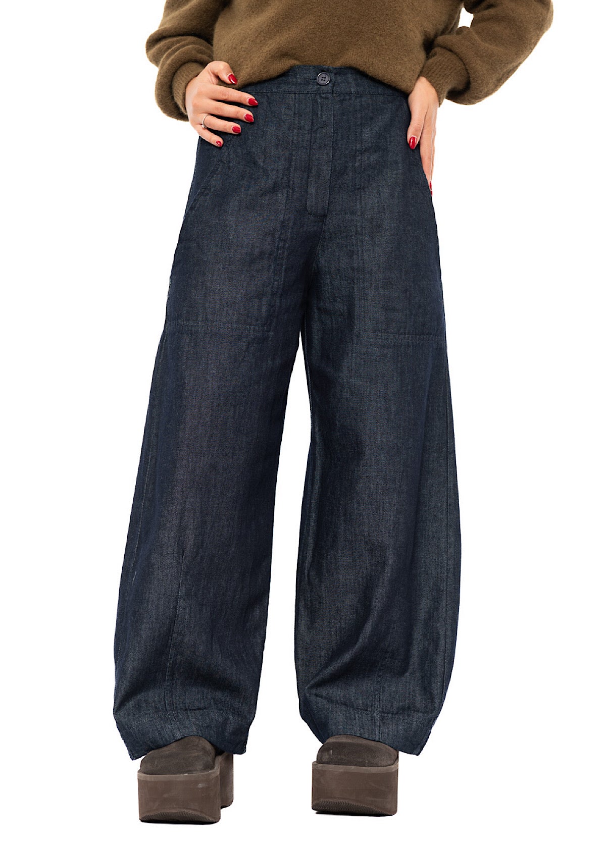 DENIM WIDE-LEG BALLOON TROUSER