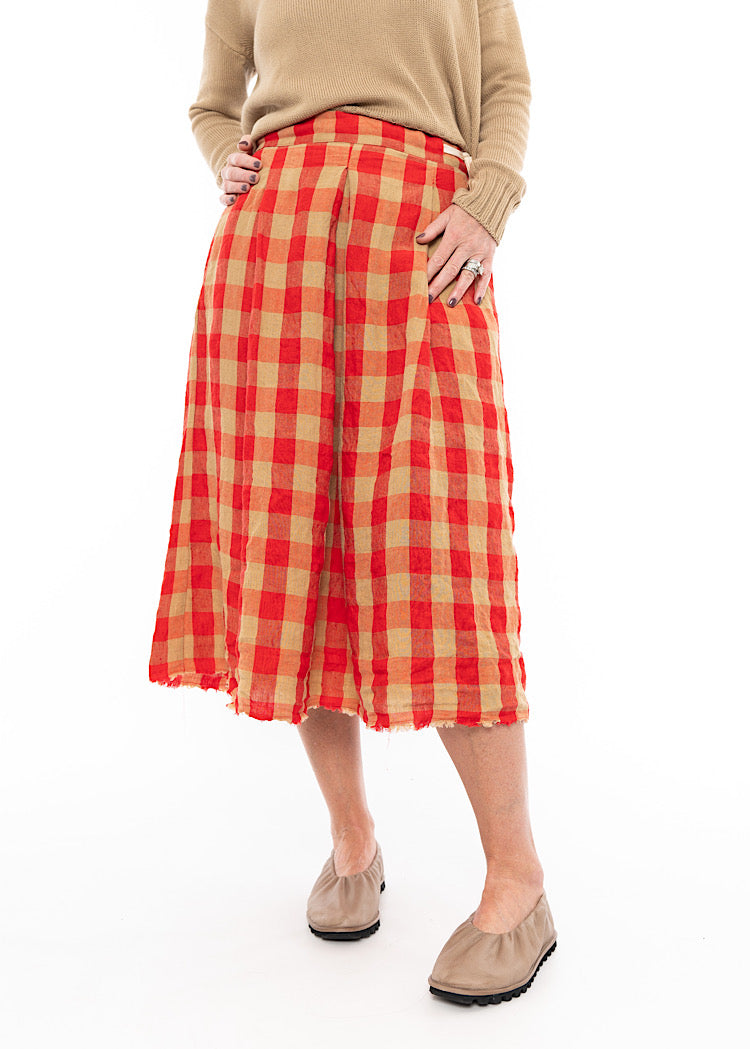 AEQUAMENTE LINEN CHECK SKIRT