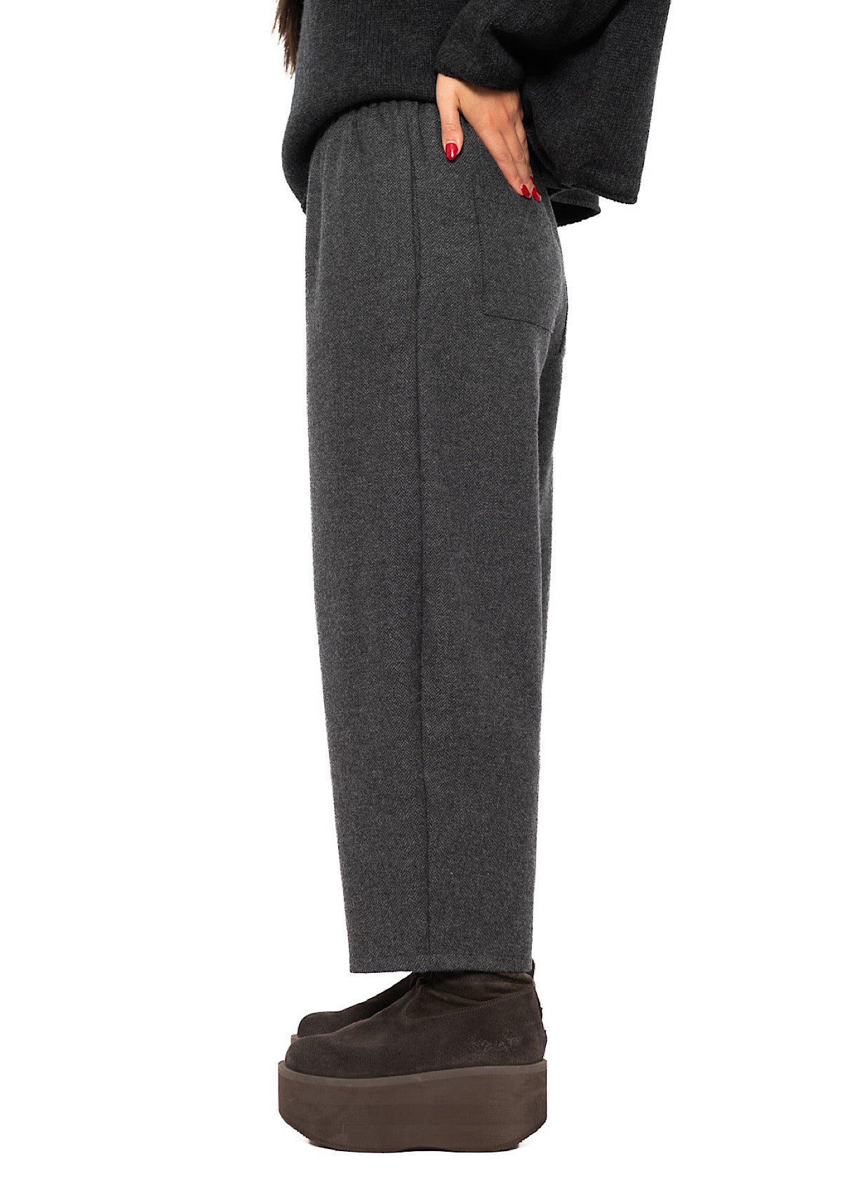 HERRINGBONE WOOL BLEND FOSCO TROUSER