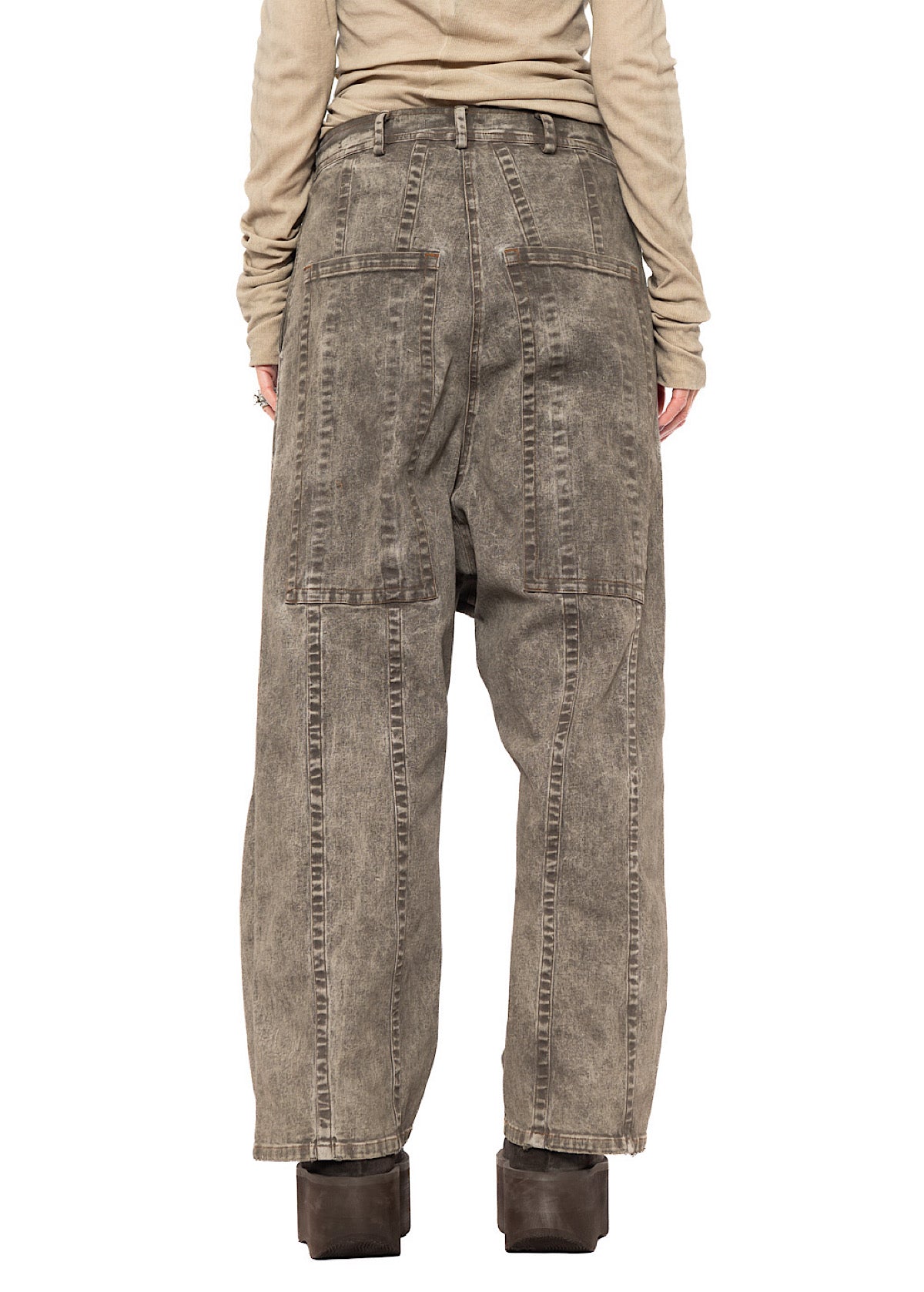 STRAIGHT-LEG DROP-CROTCH DENIM TROUSER