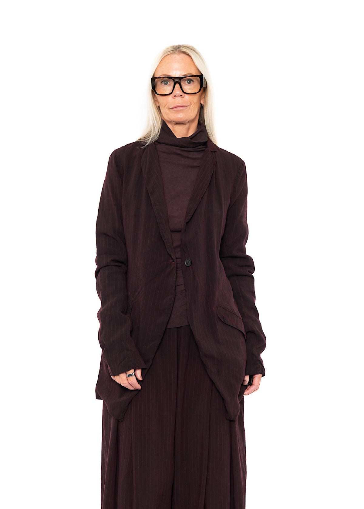 FLUID PINSTRIPE LONGLINE JACKET