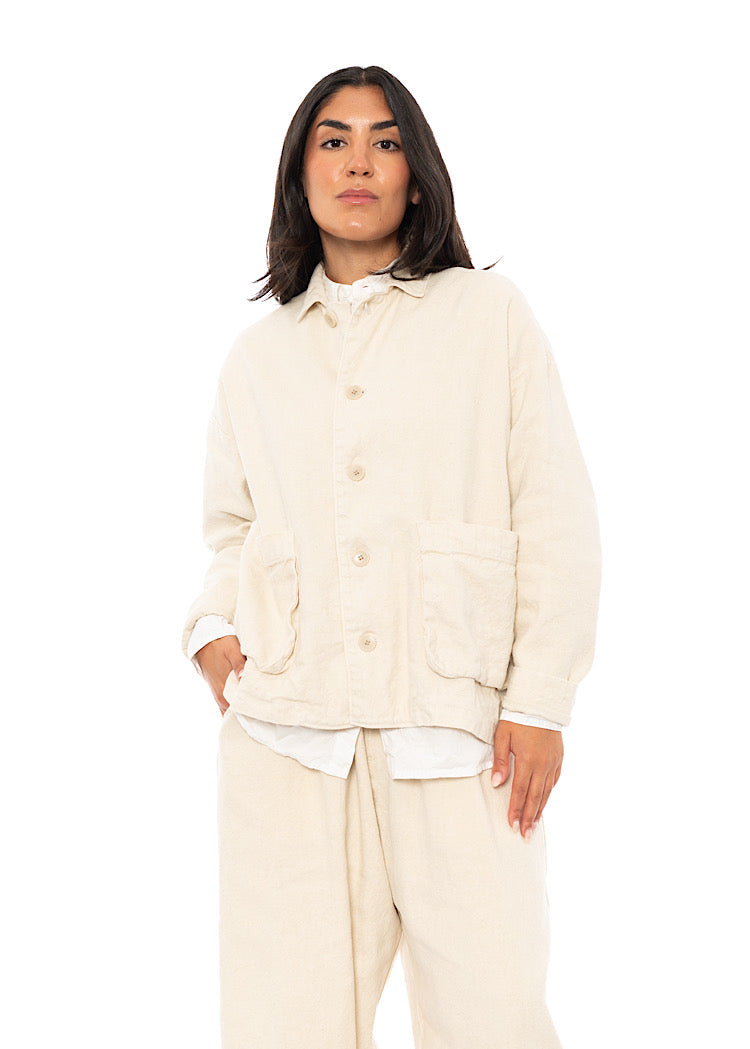 LINEN-COTTON UTILITY JACKET